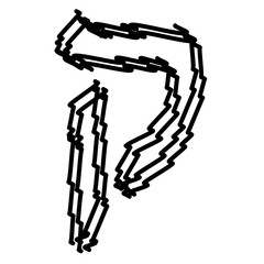 Black letters of the Hebrew alphabet. Hebrew children scribbles. Vector illustration on isolated background.