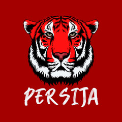 red tiger with PERSIJA teks. (Persija is professional football club from Jakarta, Indonesia)