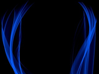 Obraz premium Abstract two blue waves on a black background