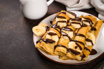 Crepes with chocolate and banana.