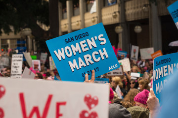 Editorial image. The first Women's March drew thousands of participants on January 21, 2017 in San Diego, California, USA