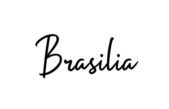 Brasilia capital word city typography hand written text modern calligraphy lettering