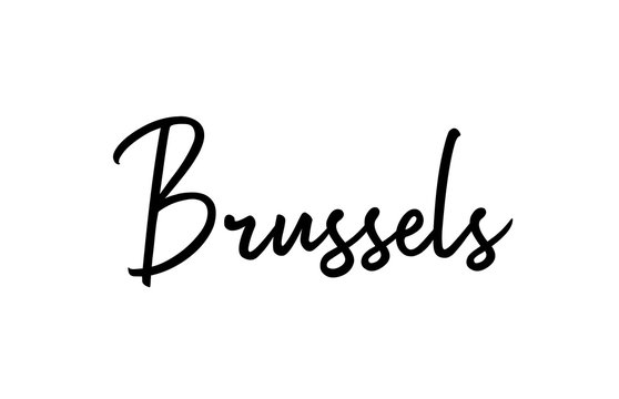 Brussels capital word city typography hand written text modern calligraphy lettering