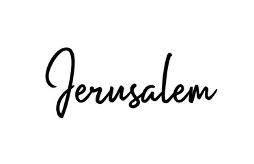 Jerusalem capital word city typography hand written text modern calligraphy lettering