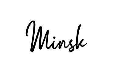 Fototapeta premium Minsk capital word city typography hand written text modern calligraphy lettering