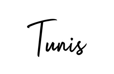 Tunis capital word city typography hand written text modern calligraphy lettering