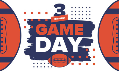 Game Day. American football playoff. Super Bowl Party in United States. Final game of regular season. Professional team championship. Ball for american football. Sport poster. Vector illustration © scoutori