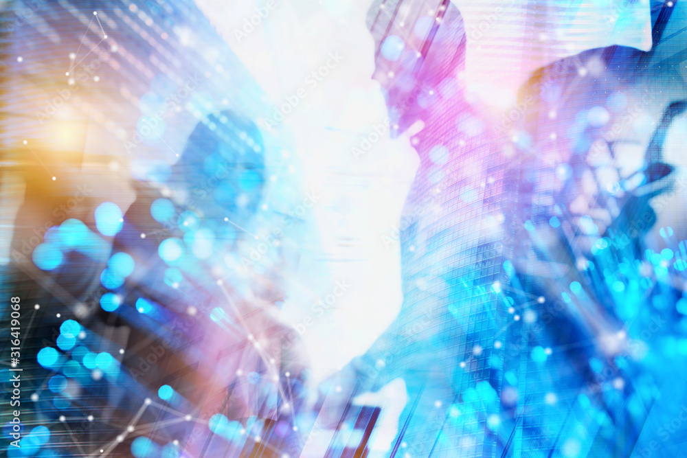 Aufkleber futuristic abstract background of businessmen that work together in networking. concept of teamwork 