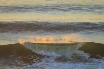Big beautful perfect surfing waves barreling in the Atlantic Ocean. Surf Spot.