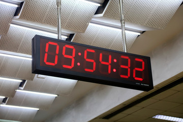 Time electronic display screen at subway station