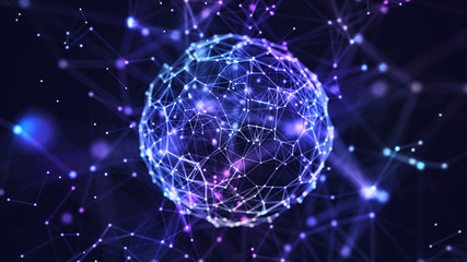 Abstract internet connection network globe background with motion effects.