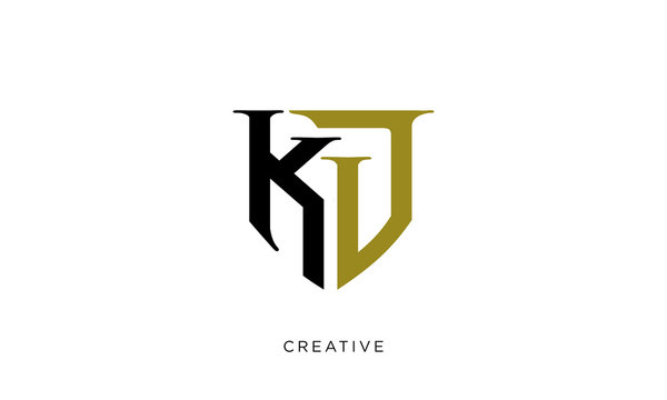kd or kj shield logo design vector