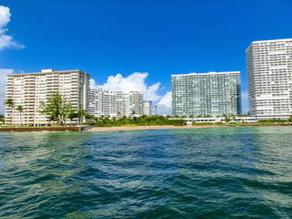 Fototapeta na wymiar Cityscape of Ft. Lauderdale, Florida showing the beach and the city