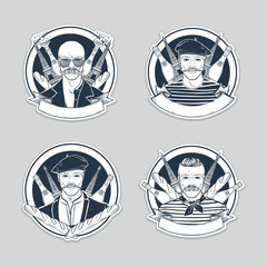 Hand drawn sketch french men