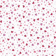 Love pattern with hearts for valentines day february 14th. Printable on paper and fabric repeating pink pattern on a white background isolated