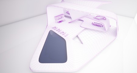 Abstract architectural white interior of a minimalist house. 3D illustration and rendering.