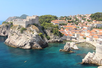 Fototapeta na wymiar Panoramic view of Dubrovnik harbour in the summer Croatia
