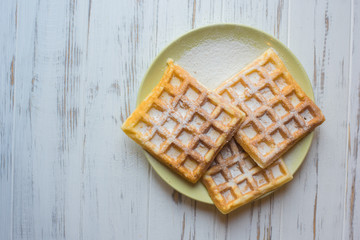 fresh baking of waffles