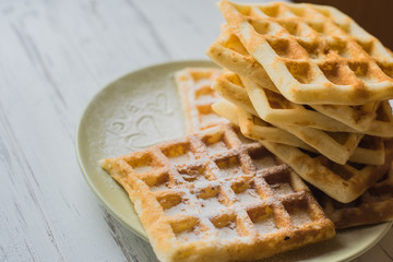 fresh baking of waffles