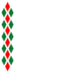 Decorative green red harlequin diamonds ribbon stripe frame divider border in Italian ethnic national style.