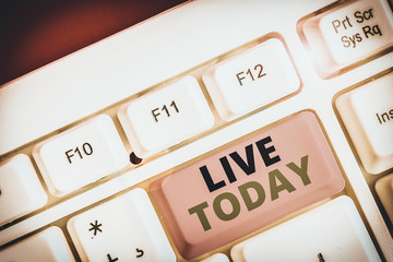 Conceptual hand writing showing Live Today. Concept meaning spend your life doing what you want...
