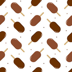 Ice cream, eskimo pie and dots seamless pattern background.