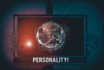 Word writing text Personality. Business photo showcasing combination characteristics that form...