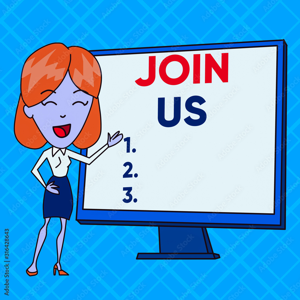 Poster text sign showing join us. business photo text register in community team or blog sign up at social 