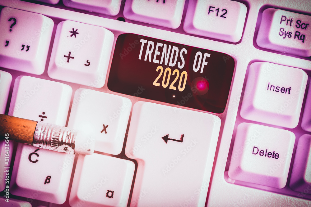 Aufkleber text sign showing trends of 2020. business photo text things that is famous for short period of time