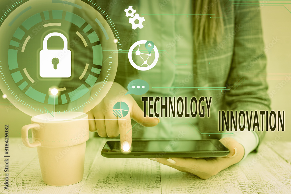 Poster conceptual hand writing showing technology innovation. concept meaning significant technological cha