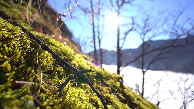 Mountains rockfall Slow mo slide shot Full HD