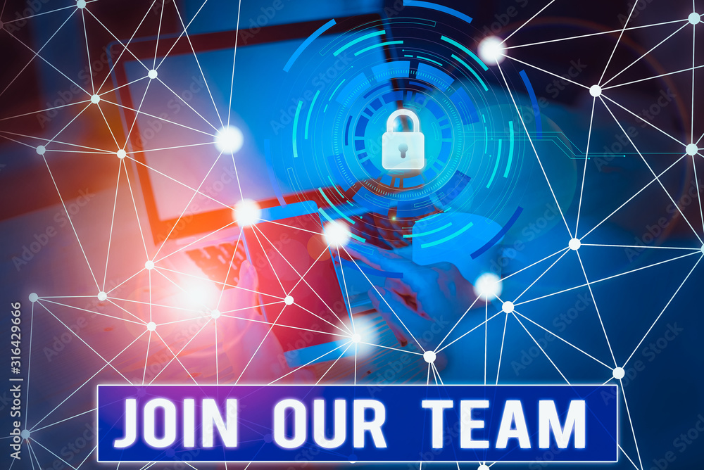 Poster conceptual hand writing showing join our team. concept meaning inviting someone into your local grou