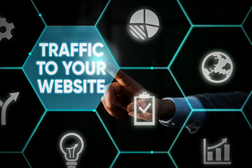 Writing note showing Traffic To Your Website. Business concept for Lifeblood of online business...