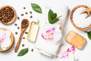 Natural Coffee cosmetic on white background.