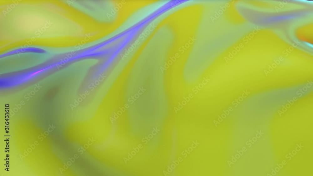 Aufkleber yellow glossy surface is deformed by waves. abstract animation. 3d render