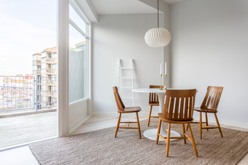 Dining room in clean, modern apartment