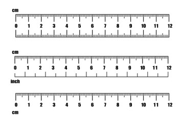 Inch and metric rulers. Centimeters and inches measuring scale cm metrics indicator. Precision measurement centimeter icon tools of measure size indication ruler tools
