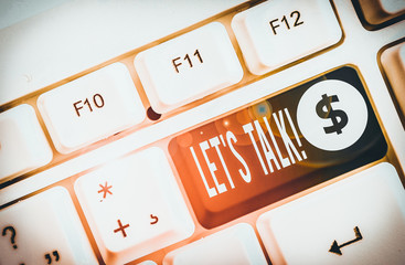 Word writing text Let S Talk. Business photo showcasing they are suggesting beginning conversation...