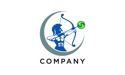 spartan archer logo design vector