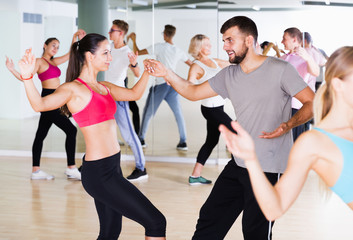 Fototapeta premium People dancing at dance class