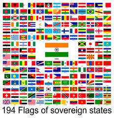India, collection of vector images of flags of the world
