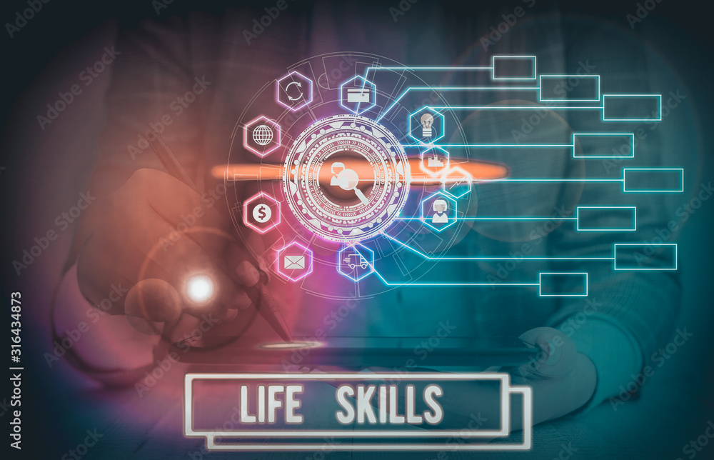 Aufkleber text sign showing life skills. business photo text skill that is necessary for full participation in