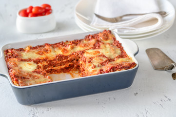 Dish of lasagne