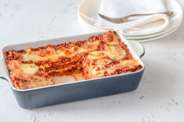 Dish of lasagne