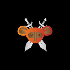 Creative ninja mouse fighter logo design
