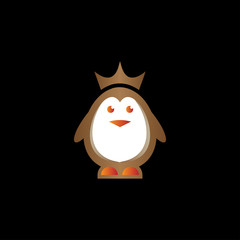 Creative Queen Penguin logo design vector