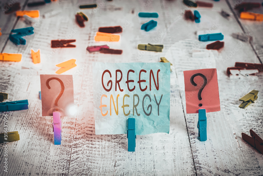 Aufkleber conceptual hand writing showing green energy. concept meaning comes from natural sources and does no
