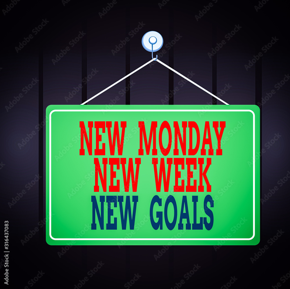 Poster writing note showing new monday new week new goals. business concept for be positive every start of 
