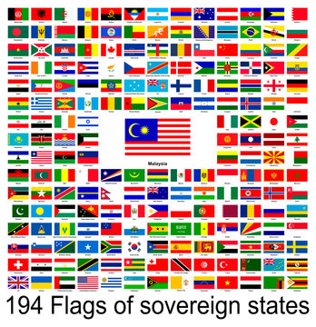 Malaysia, collection of vector images of flags of the world