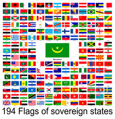 Mauritania, collection of vector images of flags of the world
